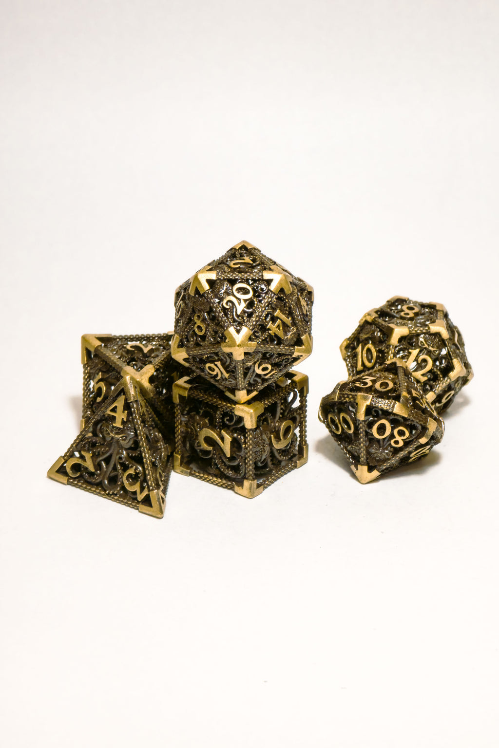 Set de 7 Dados Metálicos: Dragón (Huecos)